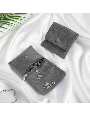 Bolsos de Joyas Pequeños WSXBAGY Terciopelo Gris y Verde 10.16cm