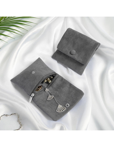 Bolsos de Joyas Pequeños WSXBAGY Terciopelo Gris y Verde 10.16cm