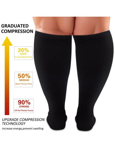 Calcetines de Compresión Diu Life 3 Pares Talla Grande Negro
