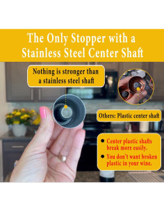 Juego de 2 Tapones de Vino ERHIRY Acero Inoxidable con Silicona 2
