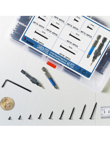 Kit de Tornillos Autoperforantes EaseKinder 440PCS M3 Acero