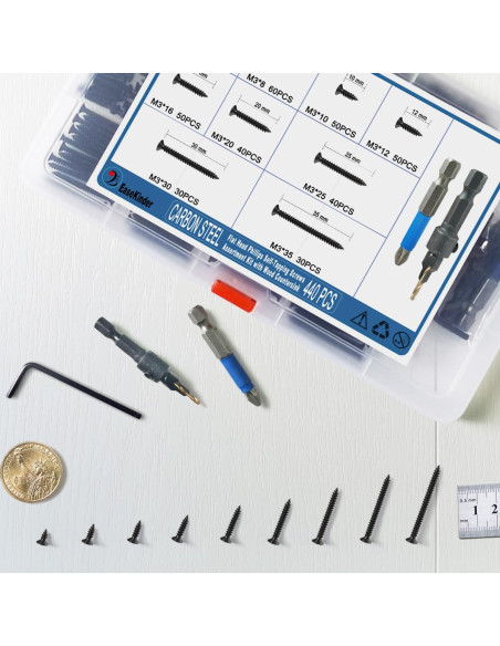 Kit de Tornillos Autoperforantes EaseKinder 440PCS M3 Acero