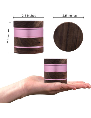 Molino de Especias Manual RUKIOO de Madera Rosa 6.35 cm