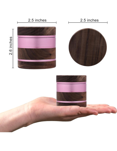 Molino de Especias Manual RUKIOO de Madera Rosa 6.35 cm