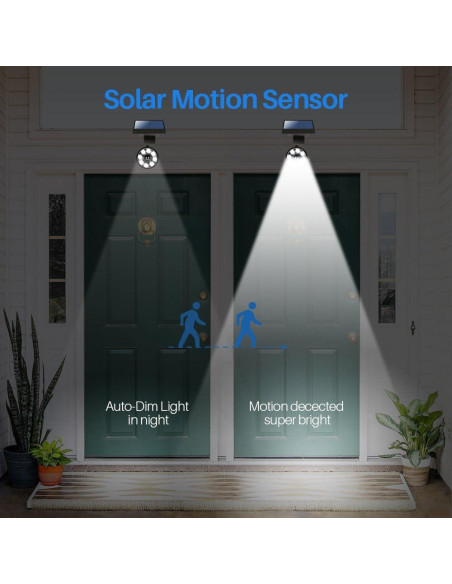 Luces de Movimiento Solar DrawGreen 1400LM Aluminio Negro