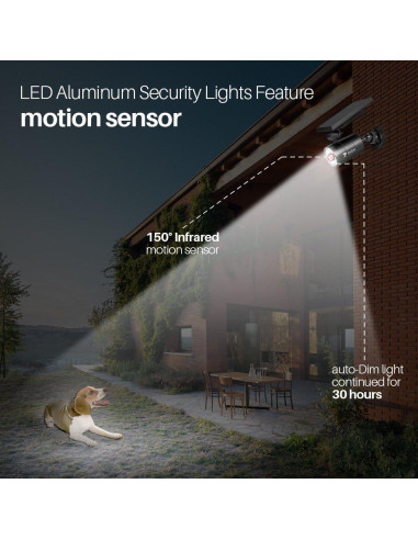 Luces de Movimiento Solar DrawGreen 1400LM Aluminio Negro