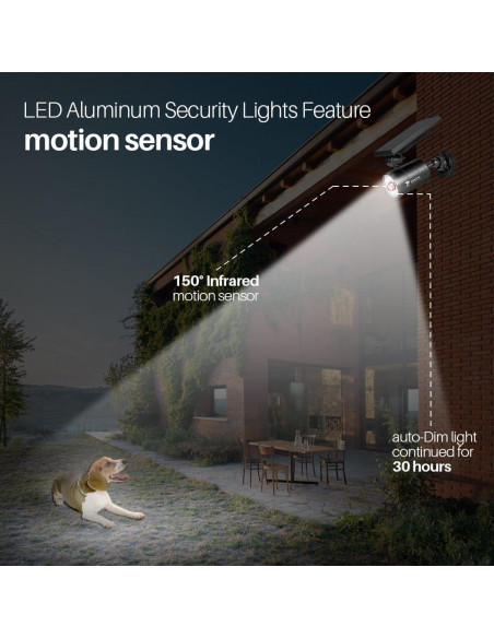 Luces de Movimiento Solar DrawGreen 1400LM Aluminio Negro