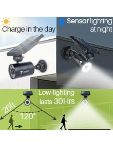 Luces de Movimiento Solar DrawGreen 1400LM Aluminio Negro