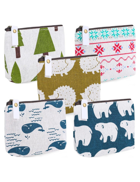 Koogel 5 Monederos de Lona con Cremallera - Estilos Variados
