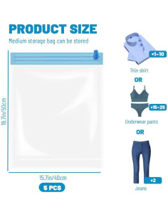5 Bolsas de Almacenamiento al Vacío Yitexin 50x40cm Transparente 2