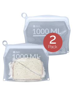 Bolsas de Silicona Reutilizables Reli. 1000ml, 2 Paquete, Transparente