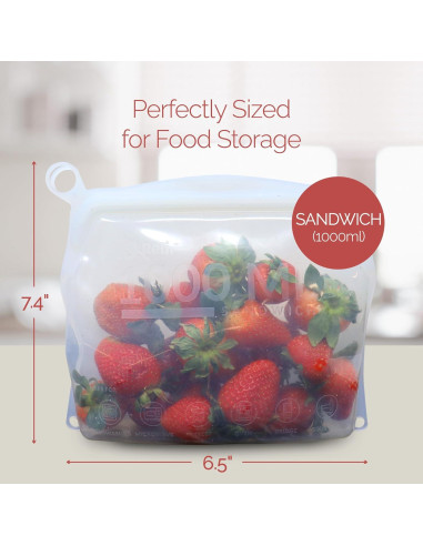 Bolsas de Silicona Reutilizables Reli. 1000ml, 2 Paquete, Transparente