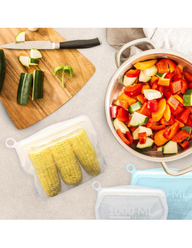 Bolsas de Silicona Reutilizables Reli. 1000ml, 2 Paquete, Transparente