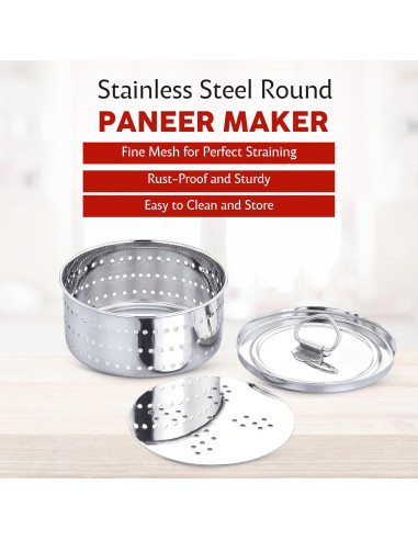 Molde Redondo de Acero Inoxidable Voqo 250ML para Paneer y Tofu