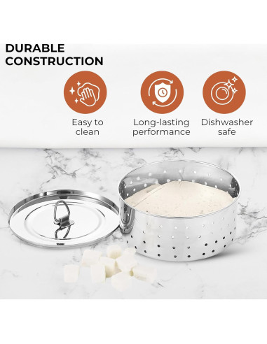 Molde Redondo de Acero Inoxidable Voqo 250ML para Paneer y Tofu