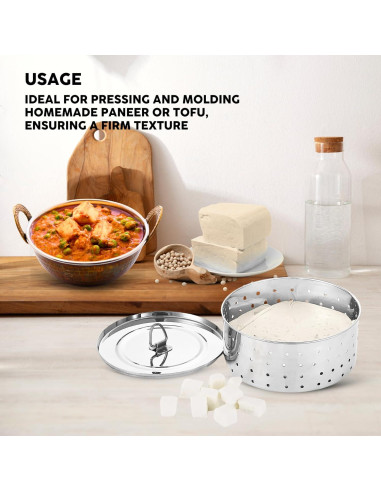 Molde Redondo de Acero Inoxidable Voqo 250ML para Paneer y Tofu