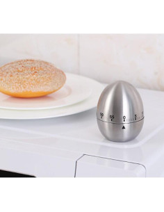 Temporizador Mecánico de Cocina Huevo Acero Inoxidable 60 Min 2