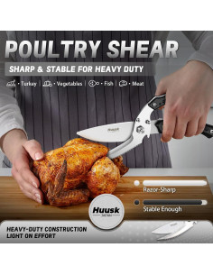 Tijeras de Cocina Huusk Negras para Carne y Verduras 357g 2