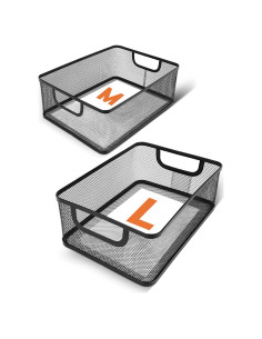 Paquete de 2 Cestas de Almacenamiento EsOffcce - Metal, 30x22cm y 27x19cm