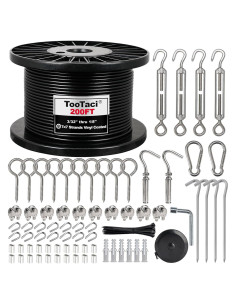 Kit de Cable de Acero Inoxidable 1/8" 61m TooTaci con Tensores