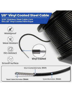 Kit de Cable de Acero Inoxidable 1/8" 61m TooTaci con Tensores 2