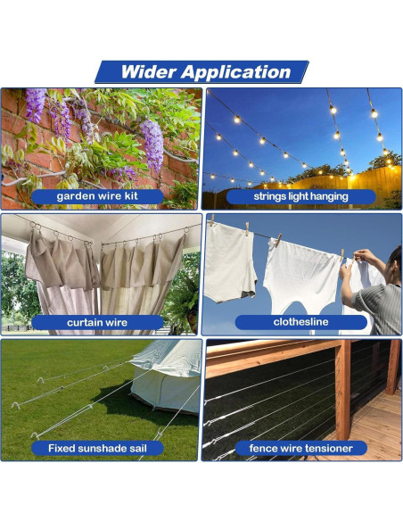 Kit de Cable de Acero Inoxidable 1/8" 61m TooTaci con Tensores