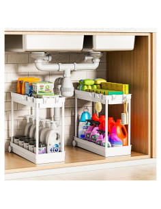 Organizador Bajo Fregadero Cicilyna 2 Niveles Blanco Helado