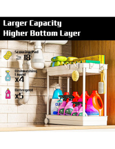 Organizador Bajo Fregadero Cicilyna 2 Niveles Blanco Helado 2