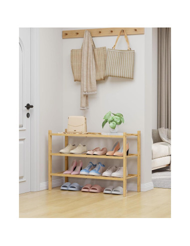 Estante de Zapatos Kitsure de Bambú Natural 68x28x48 cm