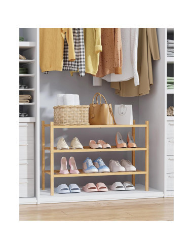 Estante de Zapatos Kitsure de Bambú Natural 68x28x48 cm