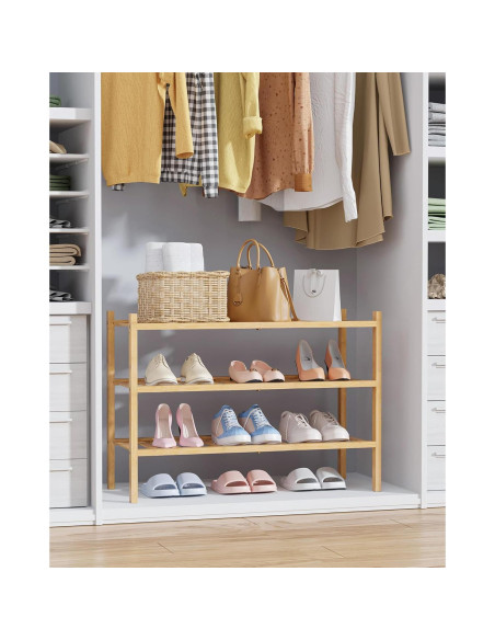 Estante de Zapatos Kitsure de Bambú Natural 68x28x48 cm