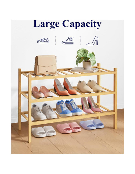 Estante de Zapatos Kitsure de Bambú Natural 68x28x48 cm