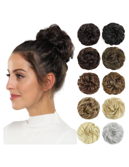 Extensión de moño desordenado Rose Bud, marrón oscuro, 14.5cm