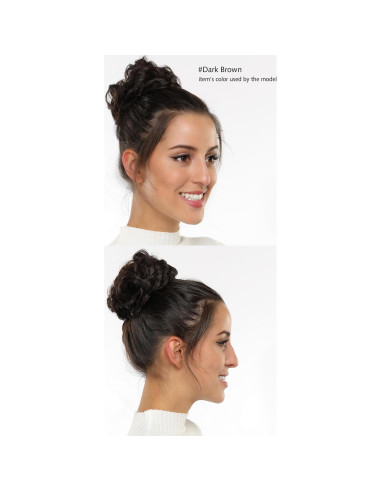 Extensión de moño desordenado Rose Bud, marrón oscuro, 14.5cm