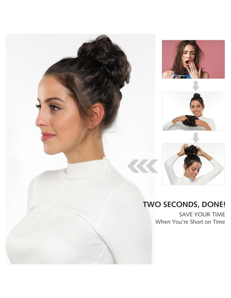 Extensión de moño desordenado Rose Bud, marrón oscuro, 14.5cm