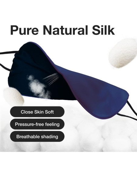 Máscara de Ojos de Seda de Morera MILASONUS Azul Ajustable