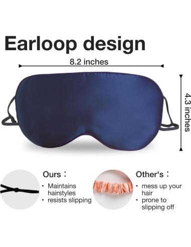 Máscara de Ojos de Seda de Morera MILASONUS Azul Ajustable