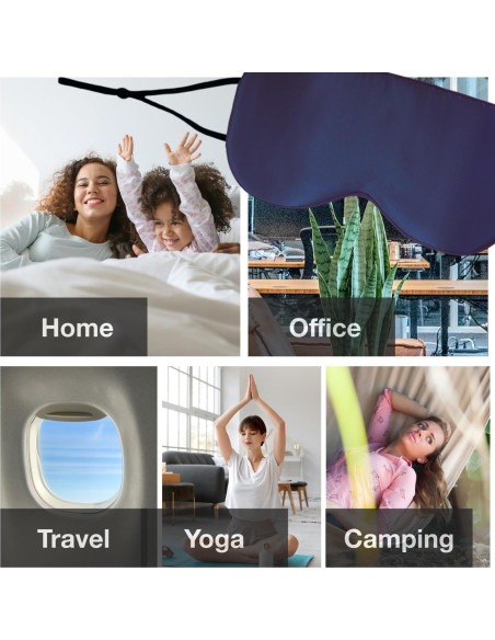 Máscara de Ojos de Seda de Morera MILASONUS Azul Ajustable