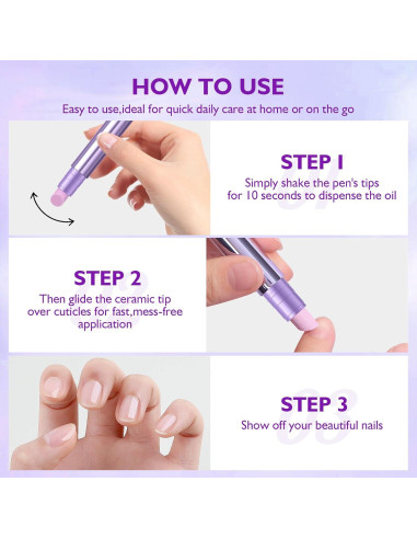 Bolígrafo de Aceite para Cutículas 3-en-1 Fmnung - Punta Cerámica