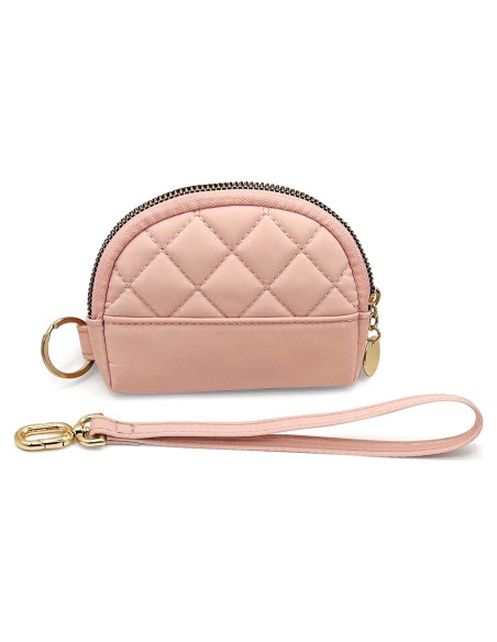 Monedero Acolchado de Nylon M-Plateau Rosa con Correa
