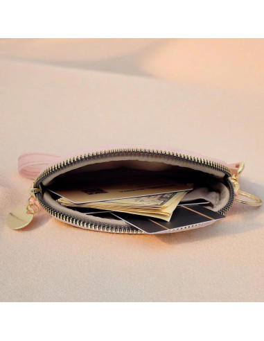 Monedero Acolchado de Nylon M-Plateau Rosa con Correa