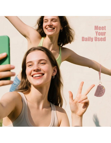 Monedero Acolchado de Nylon M-Plateau Rosa con Correa