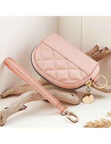 Monedero Acolchado de Nylon M-Plateau Rosa con Correa