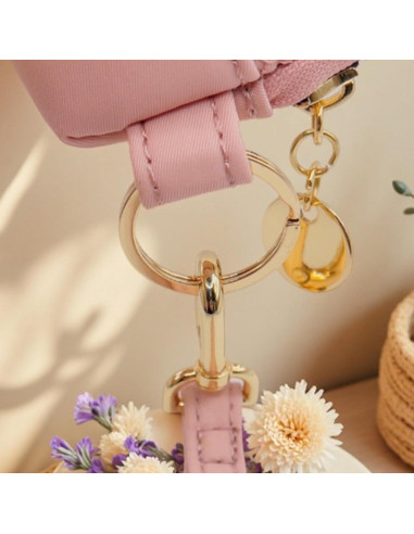 Monedero Acolchado de Nylon M-Plateau Rosa con Correa