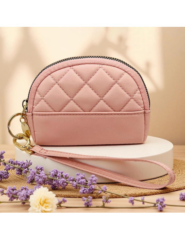 Monedero Acolchado de Nylon M-Plateau Rosa con Correa