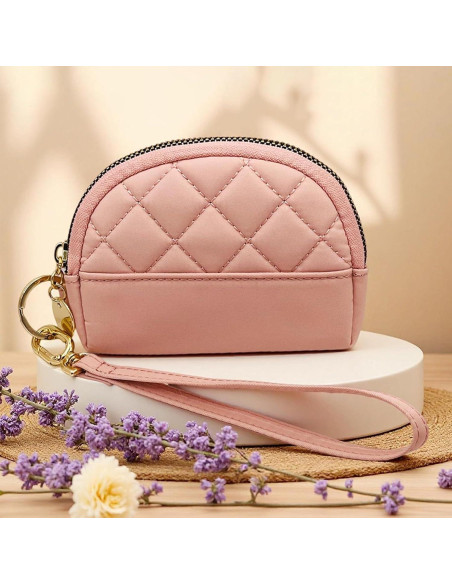 Monedero Acolchado de Nylon M-Plateau Rosa con Correa