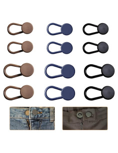 12 Extensores de Botón para Jeans ZTEOFO - Negro, Azul, Caqui