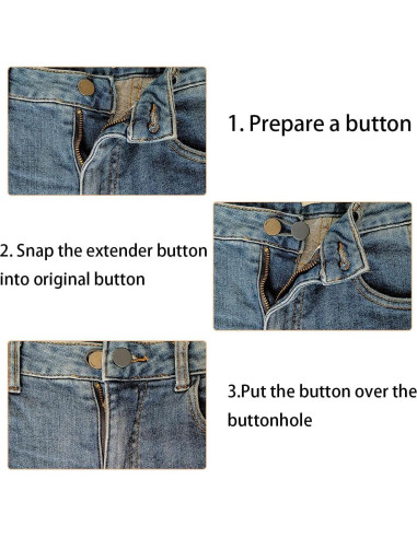 12 Extensores de Botón para Jeans ZTEOFO - Negro, Azul, Caqui