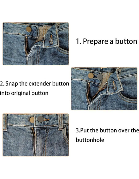 12 Extensores de Botón para Jeans ZTEOFO - Negro, Azul, Caqui