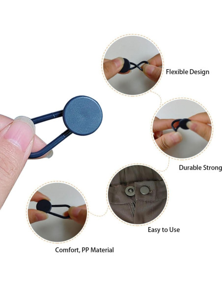 12 Extensores de Botón para Jeans ZTEOFO - Negro, Azul, Caqui